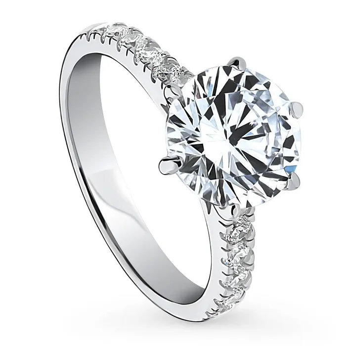 BERRICLE Rings Solitaire 27ct CZ Ring in Sterling Silver