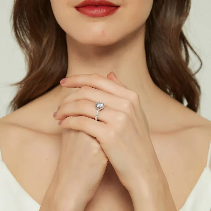 BERRICLE Rings Solitaire 27ct CZ Ring in Sterling Silver