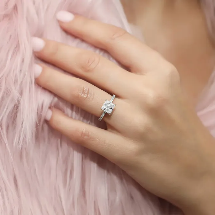 BERRICLE Rings Solitaire 2ct Princess CZ Ring Set in Sterling Silver