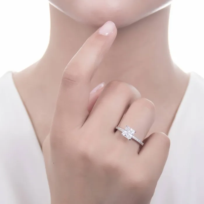 BERRICLE Rings Solitaire 2ct Princess CZ Ring Set in Sterling Silver