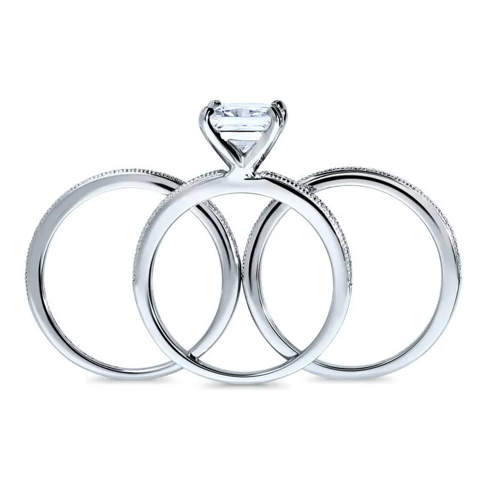 BERRICLE Rings Solitaire 2ct Princess CZ Ring Set in Sterling Silver