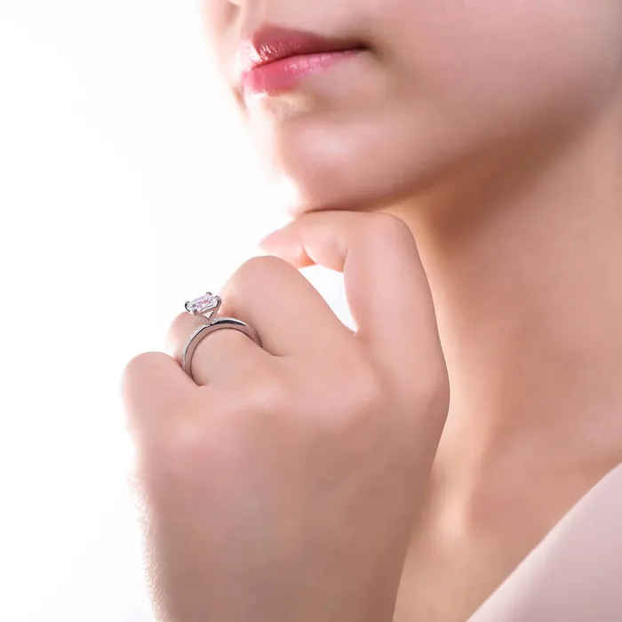 BERRICLE Rings Solitaire 3ct Cushion CZ Ring Set in Sterling Silver