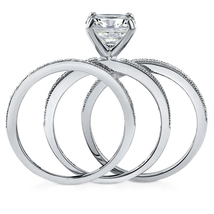 BERRICLE Rings Solitaire 3ct Cushion CZ Ring Set in Sterling Silver