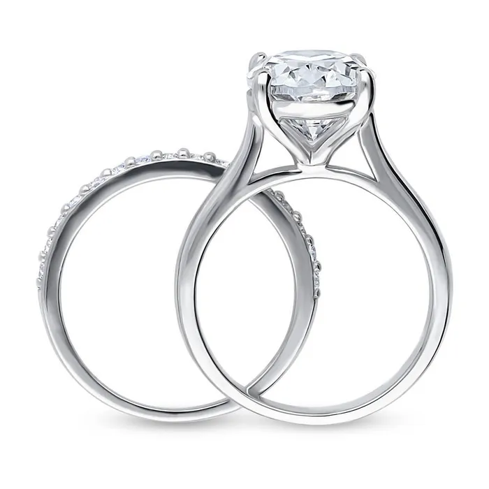 BERRICLE Rings Solitaire 55ct Oval CZ Ring Set in Sterling Silver
