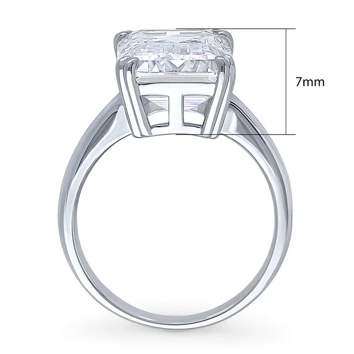BERRICLE Rings Solitaire 85ct Emerald Cut CZ Ring in Sterling Silver