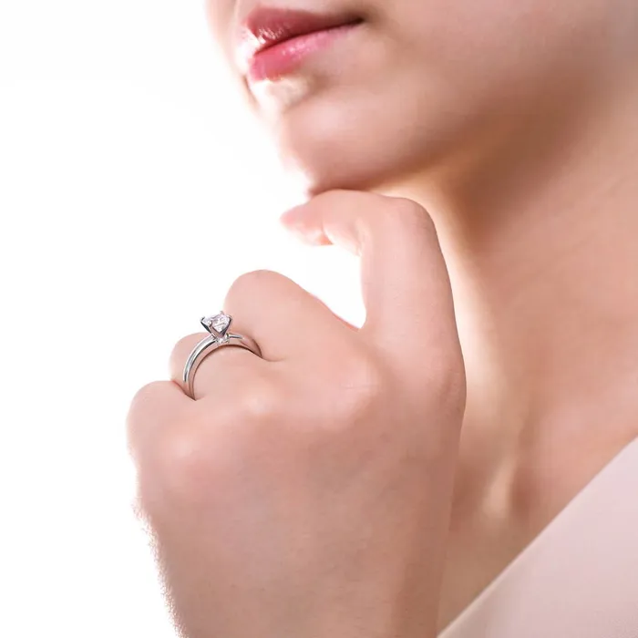 BERRICLE Rings Solitaire Woven 12ct Princess CZ Ring Set in Sterling Silver