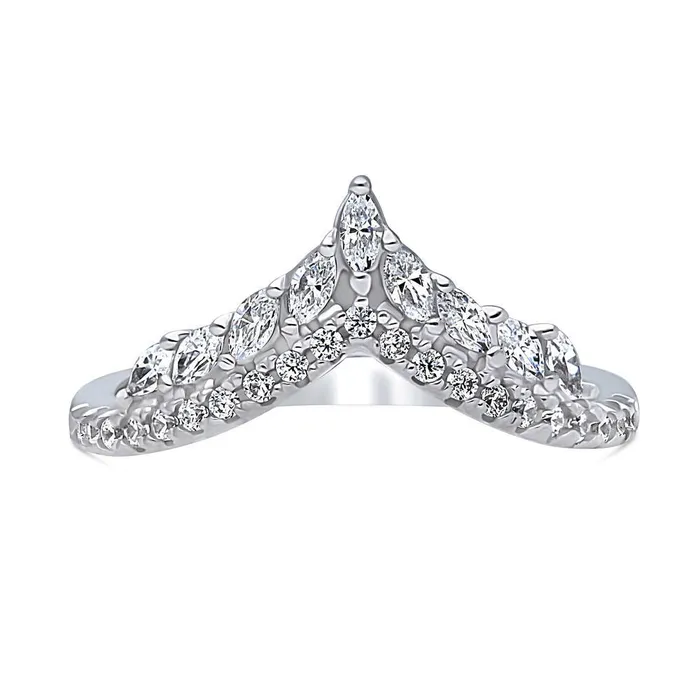 BERRICLE Rings Wishbone Chevron CZ Eternity Ring in Sterling Silver