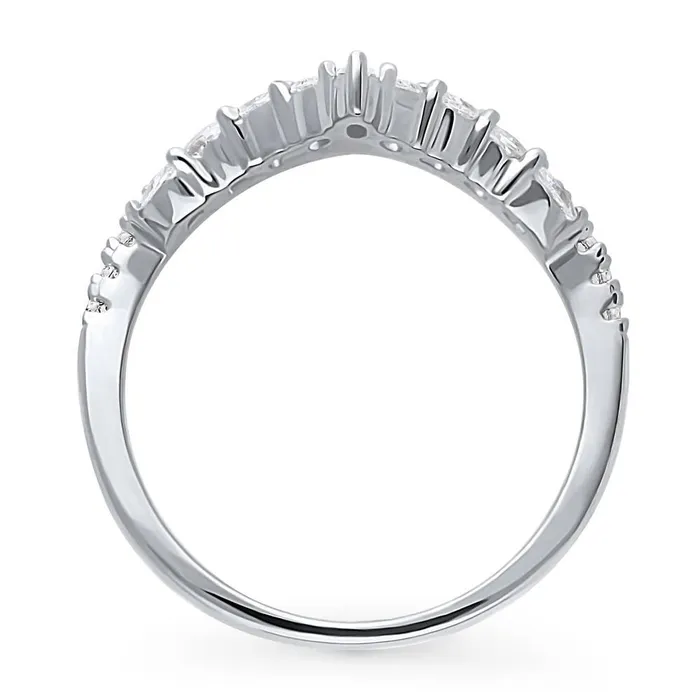 BERRICLE Rings Wishbone Chevron CZ Eternity Ring in Sterling Silver