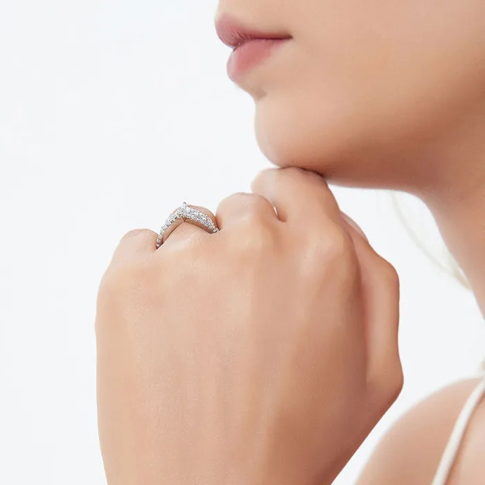 BERRICLE Rings Wishbone Chevron CZ Eternity Ring in Sterling Silver