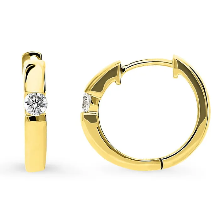 BERRICLE Solitaire CZ Hoop Earrings in Sterling Silver 3 Pairs Earrings