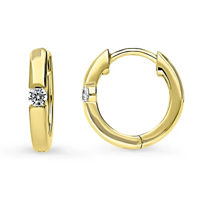 BERRICLE Solitaire CZ Hoop Earrings in Sterling Silver 3 Pairs Earrings