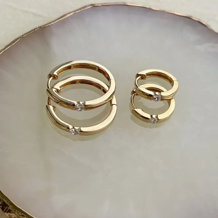 BERRICLE Solitaire CZ Hoop Earrings in Sterling Silver 3 Pairs Earrings