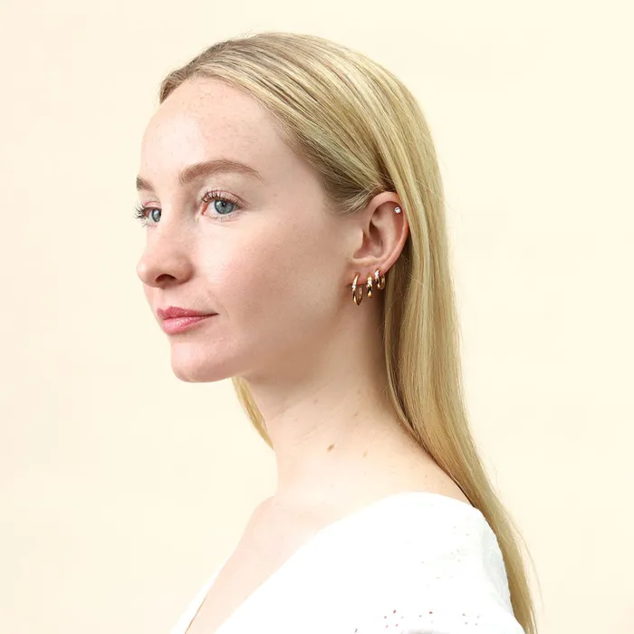 BERRICLE Solitaire CZ Hoop Earrings in Sterling Silver 3 Pairs Earrings