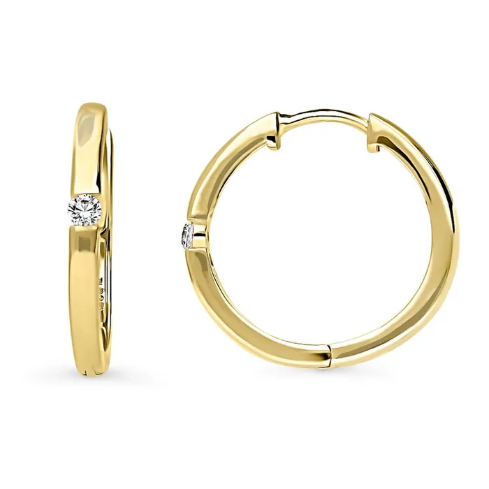 BERRICLE Solitaire CZ Hoop Earrings in Sterling Silver 3 Pairs Earrings