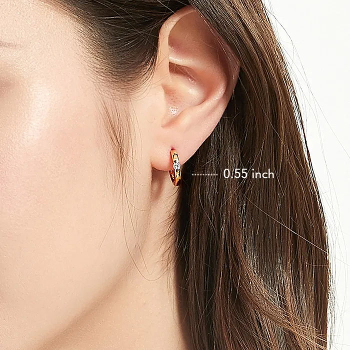 BERRICLE Solitaire CZ Hoop Earrings in Sterling Silver 3 Pairs Earrings