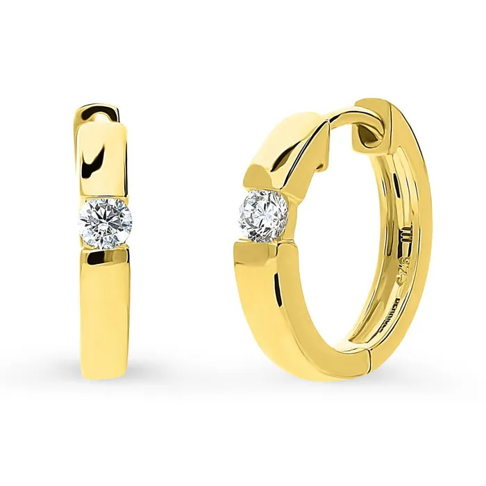 BERRICLE Solitaire CZ Hoop Earrings in Sterling Silver 3 Pairs Earrings