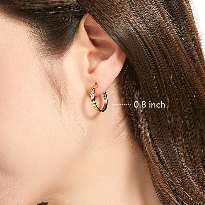 BERRICLE Solitaire CZ Hoop Earrings in Sterling Silver 3 Pairs Earrings