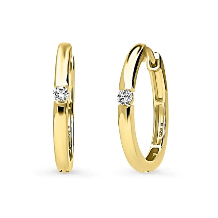 BERRICLE Solitaire CZ Hoop Earrings in Sterling Silver 3 Pairs Earrings