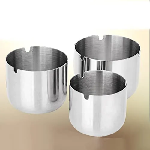 Bracelets Dropshipped via Social Commerce Network Stainless Steel Ashtray Cup Home Bar KTV Round Smoke Groove Ash Tray 9cm