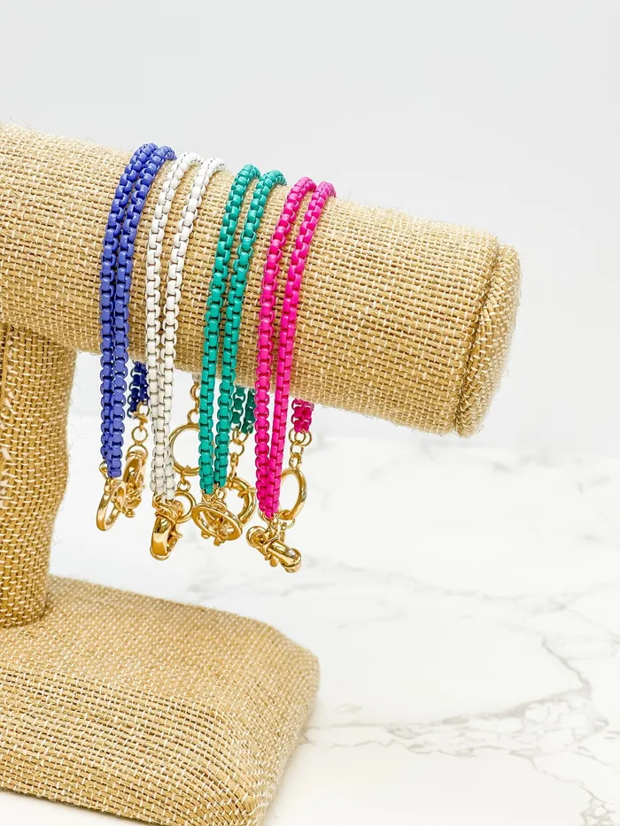 Bracelets Enamel Box Chain Bracelet Purple Prep Obsessed RNK