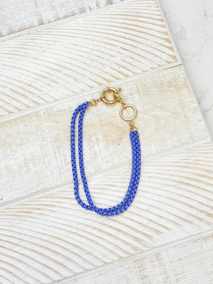 Bracelets Enamel Box Chain Bracelet Purple Prep Obsessed RNK