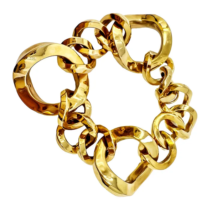 Bracelets Roberto Coin Roberto Coin 18K Gold Round Wavy Link Bracelet
