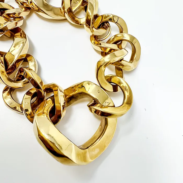 Bracelets Roberto Coin Roberto Coin 18K Gold Round Wavy Link Bracelet