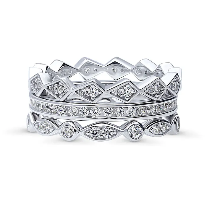 Bubble Bezel CZ Eternity Ring Set in Sterling Silver BERRICLE Rings