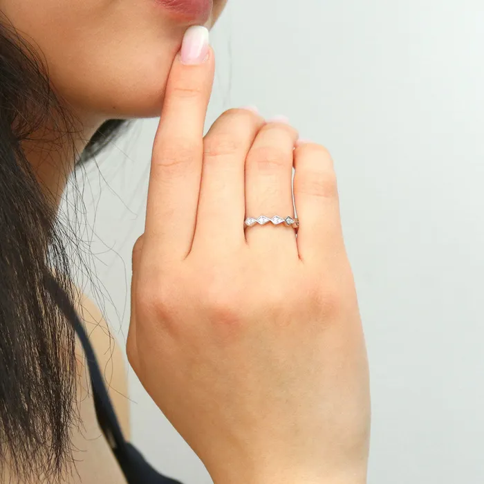 Bubble Bezel CZ Eternity Ring Set in Sterling Silver BERRICLE Rings