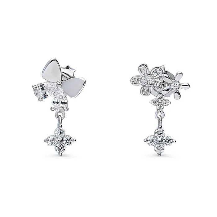 Butterfly Flower CZ Earrings in Sterling Silver BERRICLE Earrings