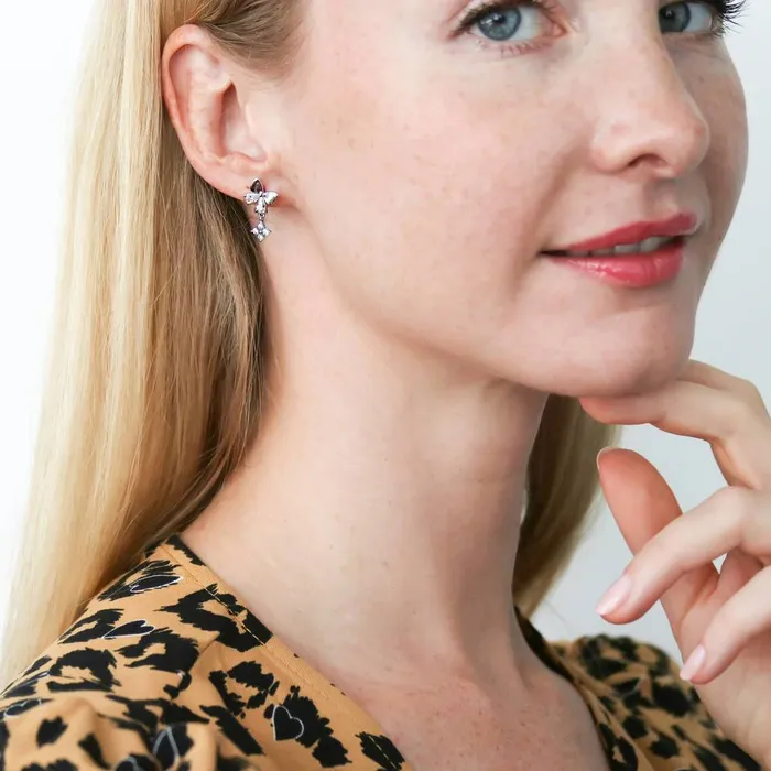 Butterfly Flower CZ Earrings in Sterling Silver BERRICLE Earrings