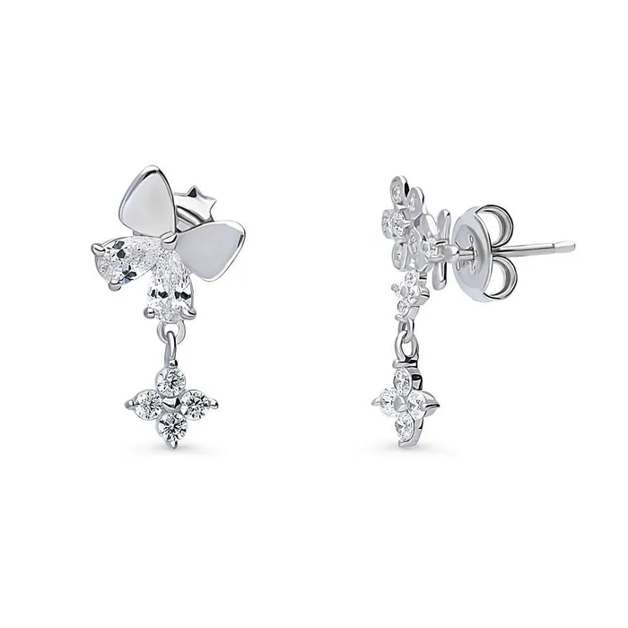 Butterfly Flower CZ Earrings in Sterling Silver BERRICLE Earrings