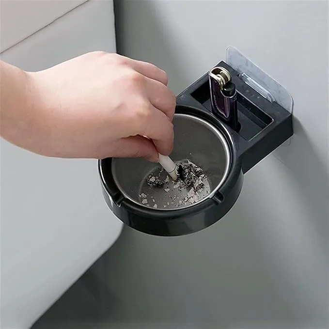 Calyrex Wall Mounted Bathroom Ashtray Stainless Steel Round Shape Ashtray Storage Holder White Stainless Steel Ashtray 1 Pcs Dropshipped via Social Commerce Network Bracelets