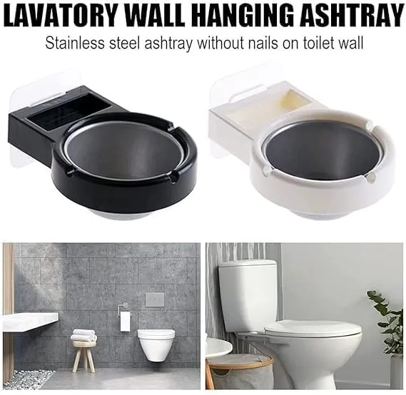 Calyrex Wall Mounted Bathroom Ashtray Stainless Steel Round Shape Ashtray Storage Holder White Stainless Steel Ashtray 1 Pcs Dropshipped via Social Commerce Network Bracelets