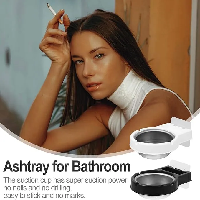 Calyrex Wall Mounted Bathroom Ashtray Stainless Steel Round Shape Ashtray Storage Holder White Stainless Steel Ashtray 1 Pcs Dropshipped via Social Commerce Network Bracelets