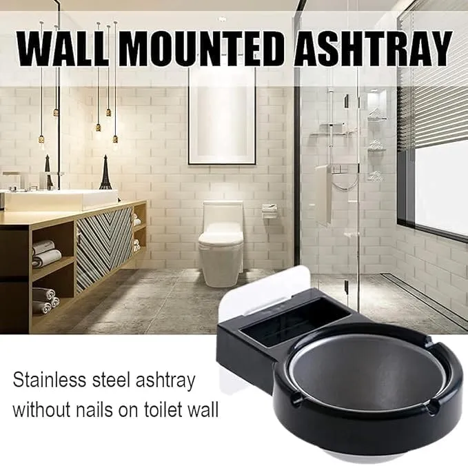 Calyrex Wall Mounted Bathroom Ashtray Stainless Steel Round Shape Ashtray Storage Holder White Stainless Steel Ashtray 1 Pcs Dropshipped via Social Commerce Network Bracelets