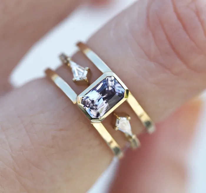 Capucinne Luciana Sapphire Diamond Ring Set Rings