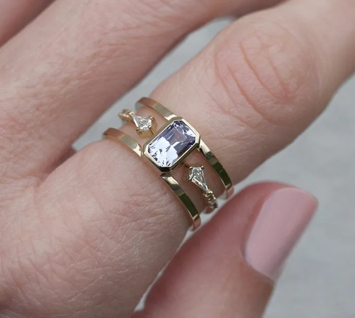 Capucinne Luciana Sapphire Diamond Ring Set Rings