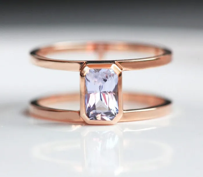 Capucinne Luciana Sapphire Diamond Ring Set Rings