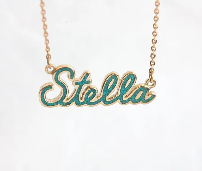 capucinne Necklaces Personalized Name Necklace With Birthstone Inlay