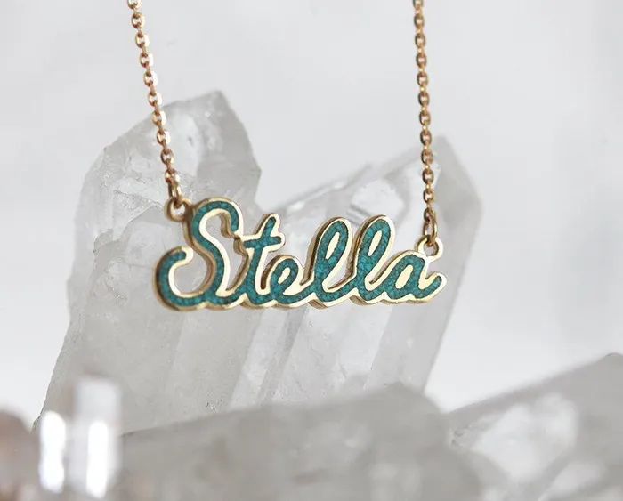 capucinne Necklaces Personalized Name Necklace With Birthstone Inlay