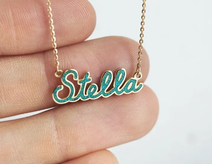 capucinne Necklaces Personalized Name Necklace With Birthstone Inlay