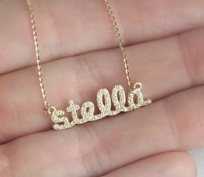 capucinne Necklaces Personalized Name Necklace With Birthstone Inlay