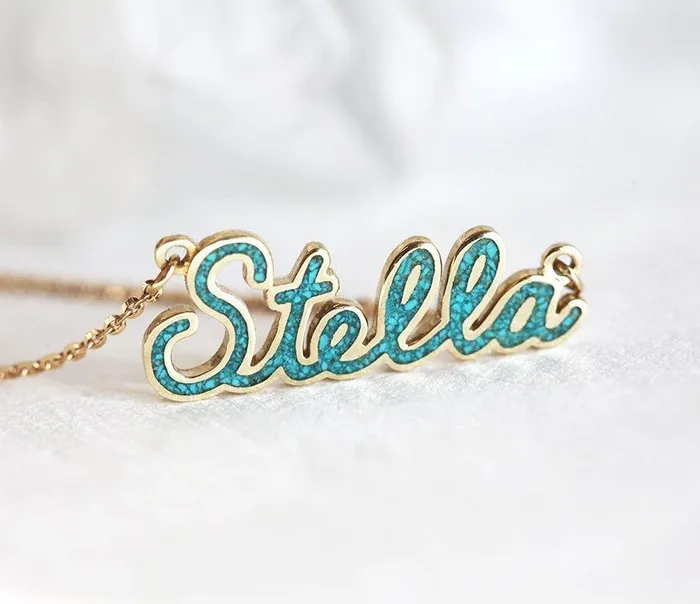 capucinne Necklaces Personalized Name Necklace With Birthstone Inlay