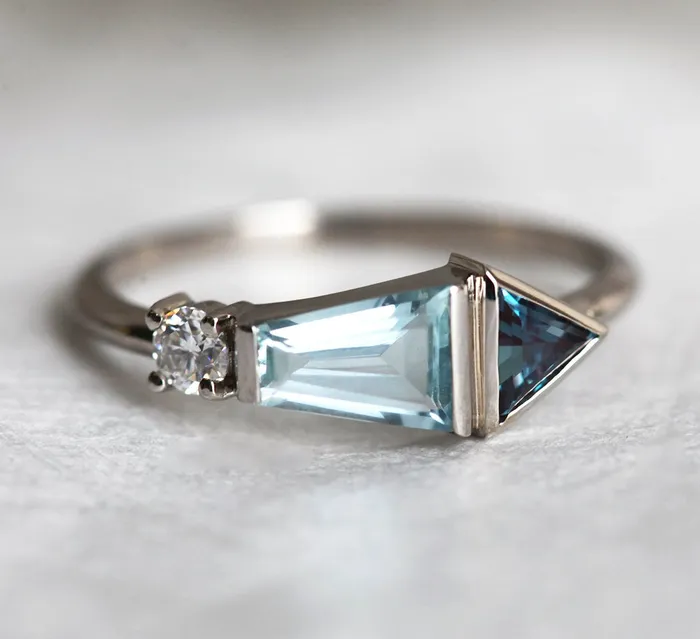 Capucinne Rings Dita Moss Agate Trapezoid Ring