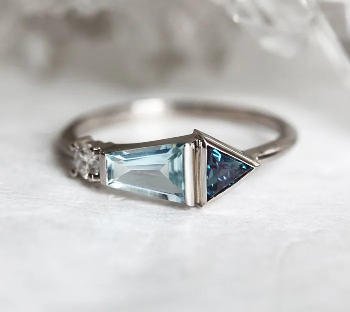 Capucinne Rings Dita Moss Agate Trapezoid Ring