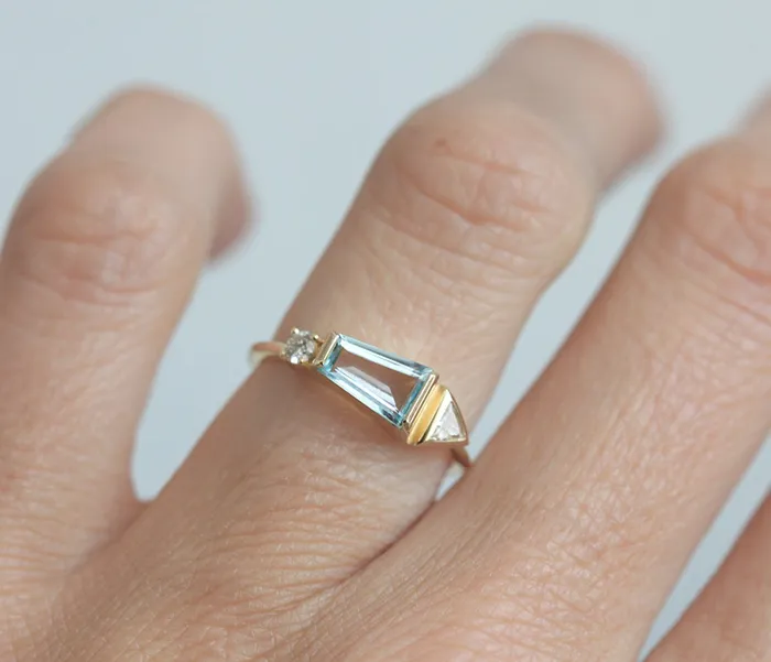 Capucinne Rings Dita Moss Agate Trapezoid Ring