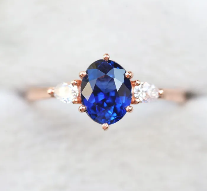 Capucinne Rings Minerva Sapphire Diamond Ring