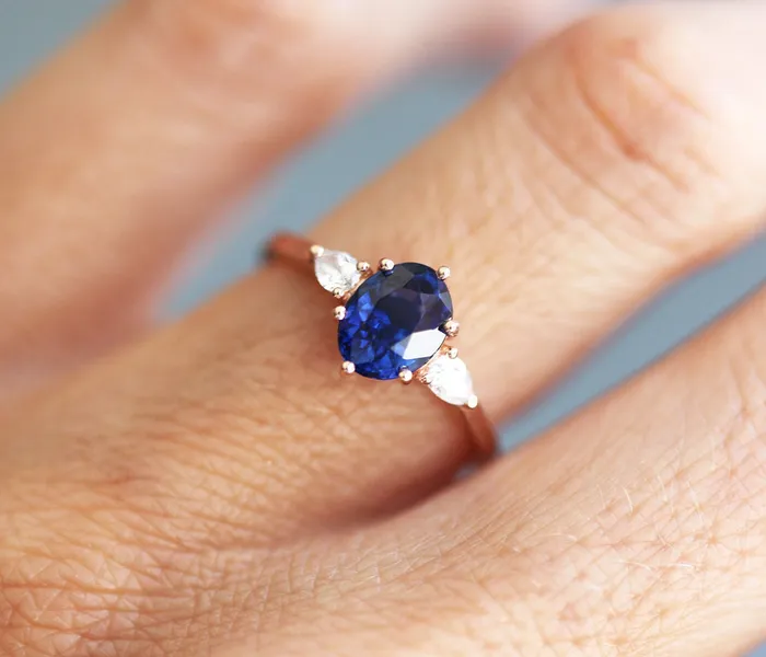 Capucinne Rings Minerva Sapphire Diamond Ring