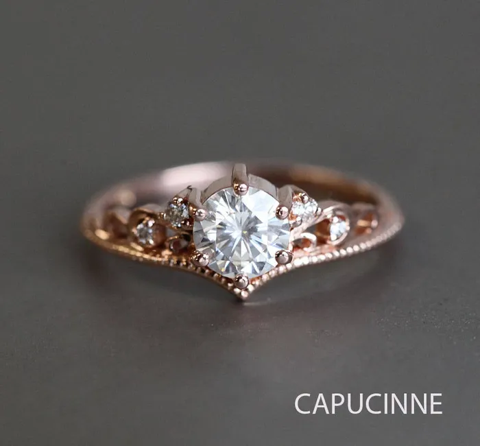 capucinne Rings Moissanite Engagement Ring Or Ring Set With Diamonds